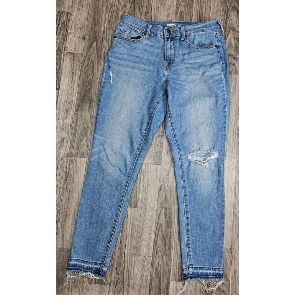 (3/$35)‎ Old Navy Womens Size 4 Pockets Curvy Skinny Distressed Denim Blue Jeans
